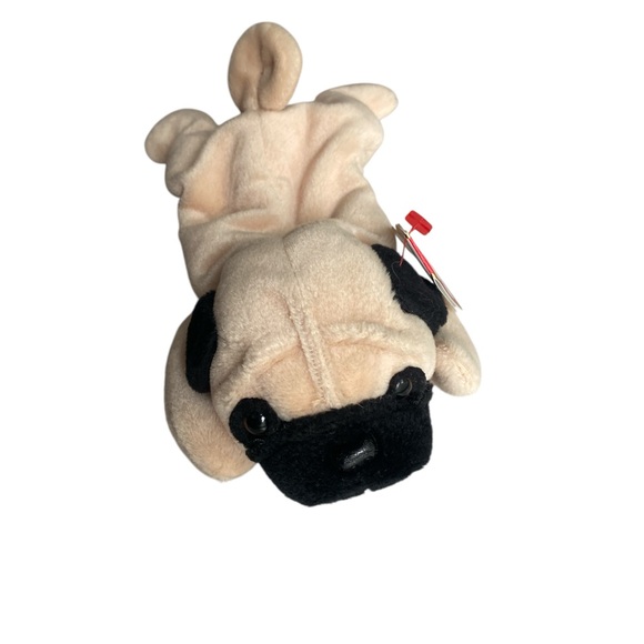 VINTAGE TY Beanie Baby PUGSLY THE PUG DOG 8" Bean Bag STUFFED ANIMAL NEW 1996 - Picture 1 of 5